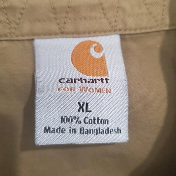 Women's Carhartt Tan Western Cowgirl Button Down Snap Shirt  XL - Picture 6 of 6